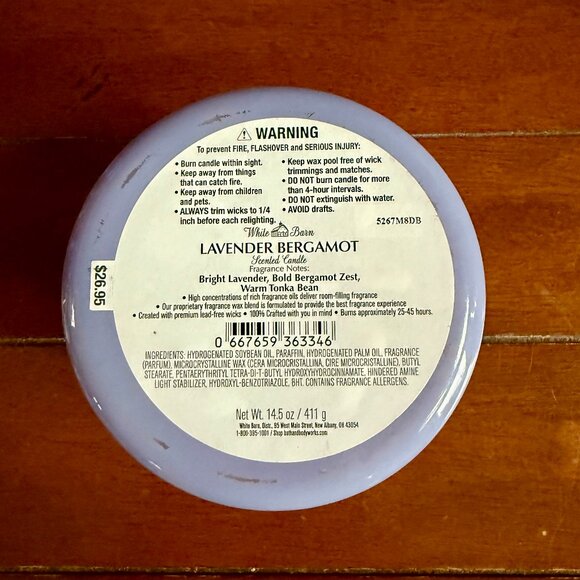 NEW LAVENDER BERGAMOT 3-Wick 14.5oz Candle Bath & Body Works - Picture 3 of 3